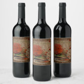 Wijnlabel met gevarieerd liggend landschap wijn etiket (Flessen)