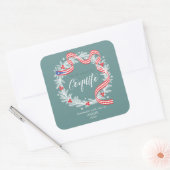 Wijnlabel met kerst-kerst vierkante sticker (Envelop)