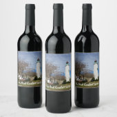 Wijnlabel met Old Point Comfort Lighthouse Wijn Etiket (Flessen)