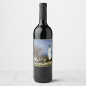 Wijnlabel met Old Point Comfort Lighthouse Wijn Etiket (Voorkant)