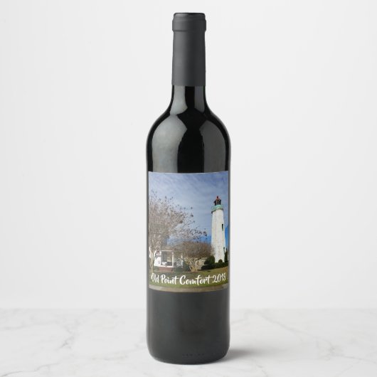 Wijnlabel met Old Point Comfort Lighthouse Wijn Etiket (Voorkant)