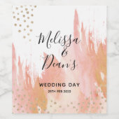 Wijnlabel met roze tint en gouden detail wijn etiket (Enkel label)