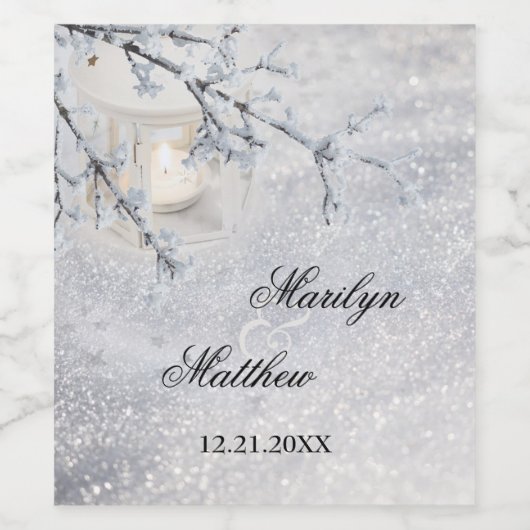 Wijnlabel met winterweduwen met mousserende sneeuw wijn etiket (Enkel label)