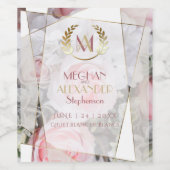 Wijnlabel Moderne geometrische roze rozen Wijn Etiket (Enkel label)