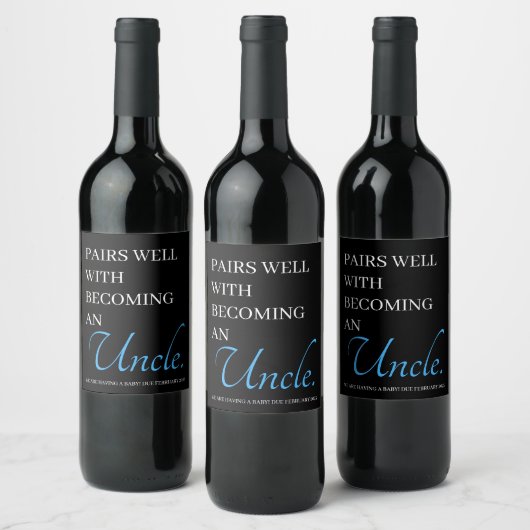 Wijnlabel Oom Zwangerschapsaankondiging Wijn Etiket (Flessen)