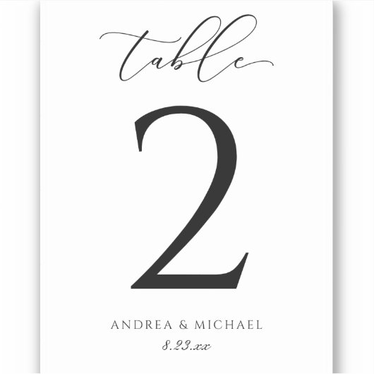 Wijnlabel Tafel Nummers Luxe Script Bruiloft Sticker (Voorkant)