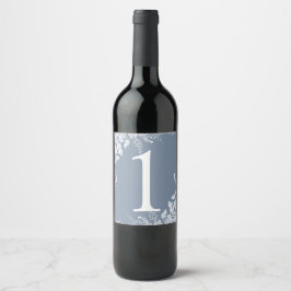 Wijnlabel Tafelnummer | Wijngaard (Stofblauw) Wijn Etiket