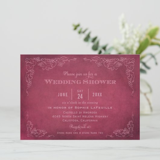Wijnlabel uit het verleden Bruiloftsshower in Bour Kaart (Staand voorkant)