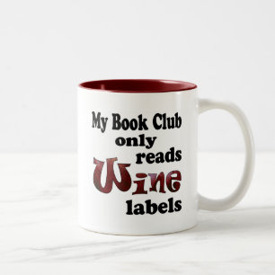 Wijnlabel-verzamelclub etiketten tweekleurige koffiemok