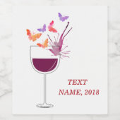 WIJNLABEL - vlinder, rode wijn Wijn Etiket (Enkel label)