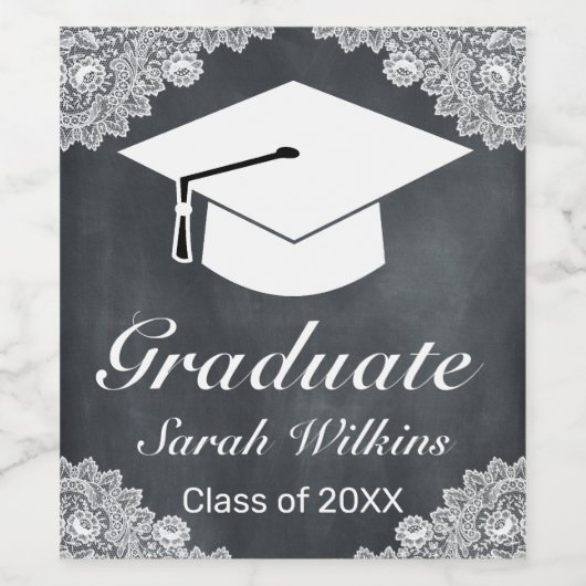 Wijnlabel voor Blackboard en White Afstuderen Wijn Etiket (Enkel label)