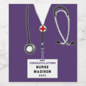 Wijnlabel voor verpleegkundig Afstuderen Wijn Etiket (Enkel label)