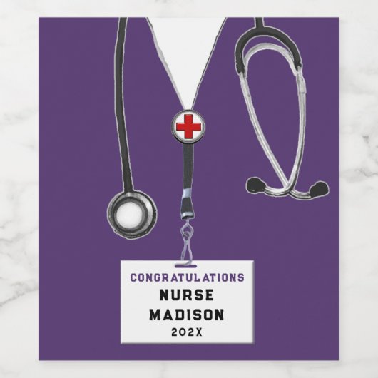 Wijnlabel voor verpleegkundig Afstuderen Wijn Etiket (Enkel label)