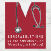 Wijnlabel voor verpleegkundige Graduy Party Wijn Etiket (Enkel label)