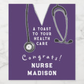 Wijnlabel voor verpleegkundige Graduy Party Wijn Etiket (Enkel label)