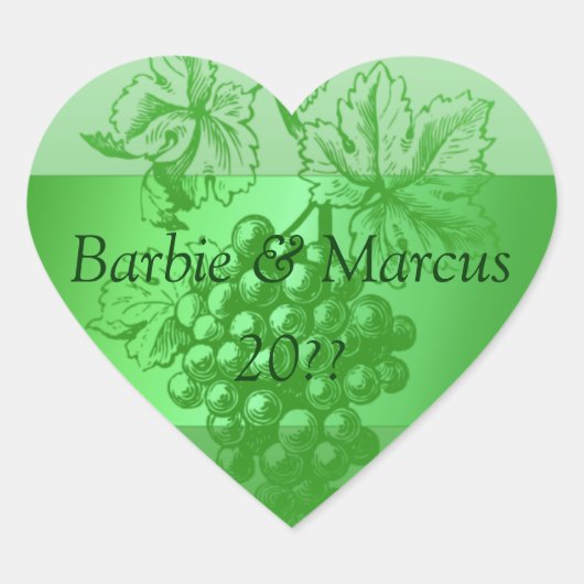 Wijnlabel voor weddenschap Groen aangepast aangepa Hart Sticker (Voorkant)