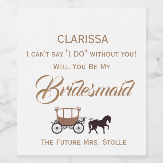 Wijnlabel voorstel aan bruiden Maid Wijn Etiket (Enkel label)