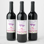 Wijnlabel Whimsical Polka Dots Birthday Wine Wijn Etiket (Flessen)