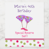 Wijnlabel Whimsical Polka Dots Birthday Wine Wijn Etiket (Enkel label)