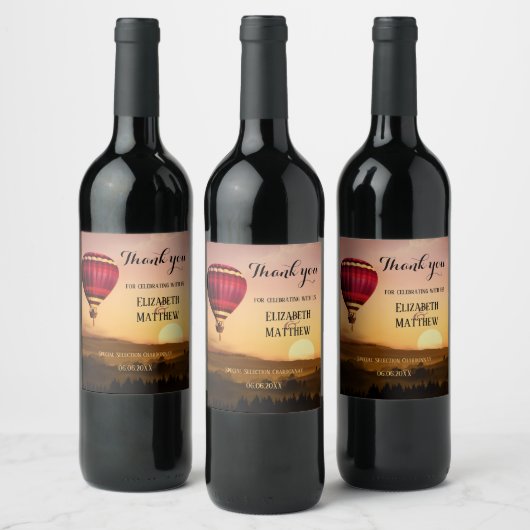 Wijnlabel Wide Wine Wine Label Hot Air Ballon Suns Wijn Etiket (Flessen)