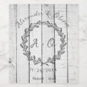 Wijnlabel Wit Rustisch Monogram Wijn Wijn Etiket (Enkel label)