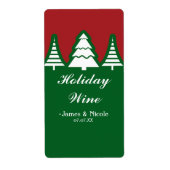 Wijnlabel witte kerstbomen feestdag etiket (Voorkant)