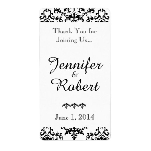 Wijnlabel zwart en wit etiket (Voorkant)