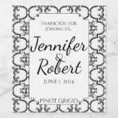 Wijnlabel zwart en wit wijn etiket (Enkel label)