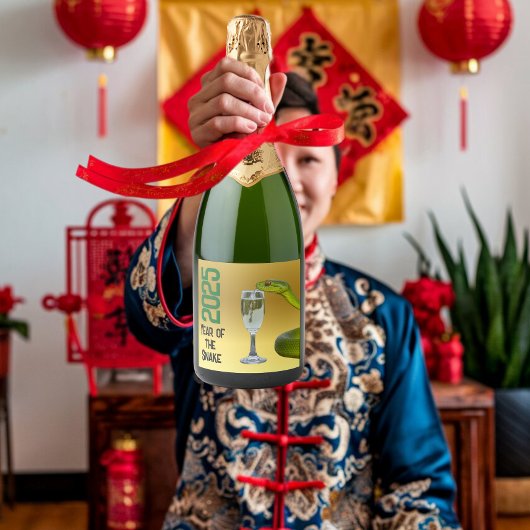 Wijnlabels Jaar van de Slang 2025 Chinees Nieuw Sparkling Wijnetiket