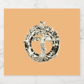 WIJNLABELS KUNST EN DESIGN boom van het leven Likeurfles Etiket (Enkel label)