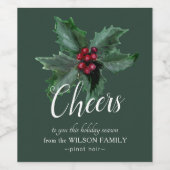  wijnlabels met Elegant Holly Wijn Etiket (Enkel label)