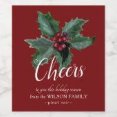  wijnlabels met Elegant Holly Wijn Etiket (Enkel label)