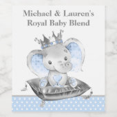 Wijnlabels Olifant Prins Baby Shower Wijn Etiket (Enkel label)