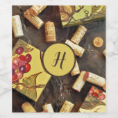 Wijnlabels voor druiven en kurken wijn etiket (Enkel label)