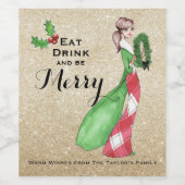 Wijnlabels voor pretvrije kerst zijn wijn etiket (Enkel label)