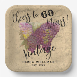 wijnland 60e verjaardag gejuich tot 60 papieren bordje