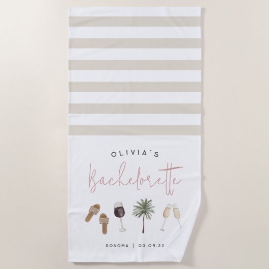 Wijnland Aangepaste Bachelorette-feestje Strandlaken (Voorkant)