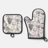 Wijnland B/W Ovenwant & Pannenlap Set (Voorkant)