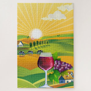 Wijnland-boerderij zomerzomer legpuzzel
