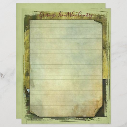 Wijnland-Briefpapier papierblad 8,5 x 11 inch (Voorkant / Achterkant)