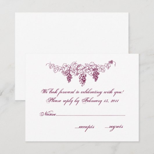 Wijnland-bruiloft RSVP (Voorkant / Achterkant)