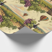 Wijnland Druiven en Hete Luchtballonnen Cadeaupapier (Hoek)