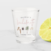 Wijnland-gepersonaliseerde Bachelorette Shot Glas (Voorkant)