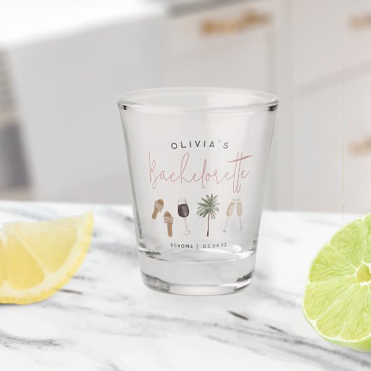 Wijnland-gepersonaliseerde Bachelorette Shot Glas