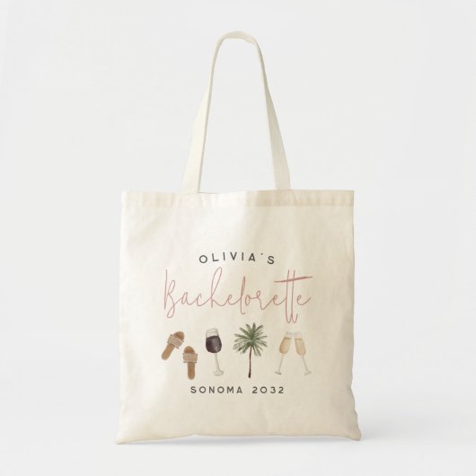Wijnland-gepersonaliseerde Bachelorette Tote Bag (Voorkant)