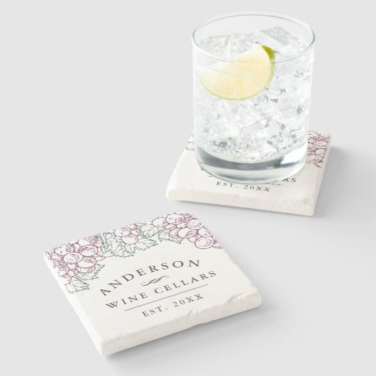 Wijnland | Gepersonaliseerde thuiswijnen Stenen Onderzetter (Zijkant)