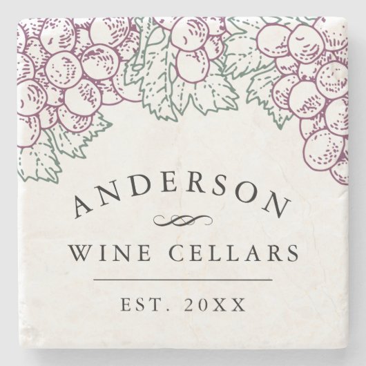 Wijnland | Gepersonaliseerde thuiswijnen Stenen Onderzetter (Voorkant)