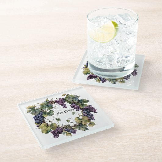 Wijnland Glas Onderzetter (Schuin)