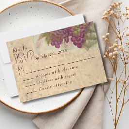 Wijnland Huwelijk Rustieke Elegante Antwoordkaart RSVP Kaartje