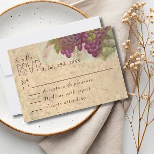 Wijnland Huwelijk Rustieke Elegante Antwoordkaart RSVP Kaartje